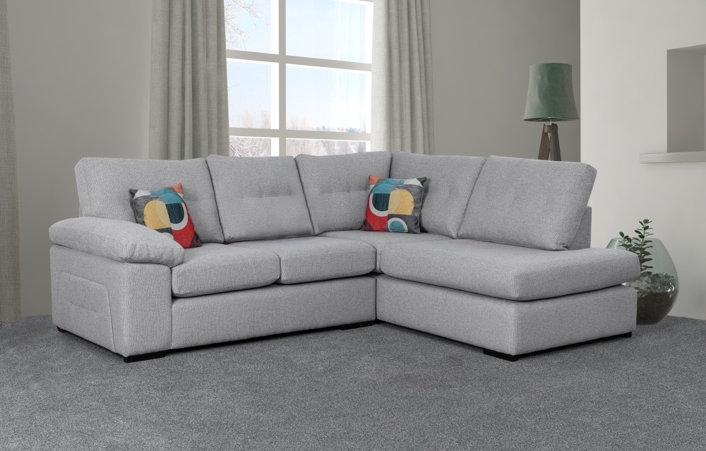Product photograph of Sweet Dreams Rochester Silver Fabric Corner Sofa from Choice Furniture Superstore.