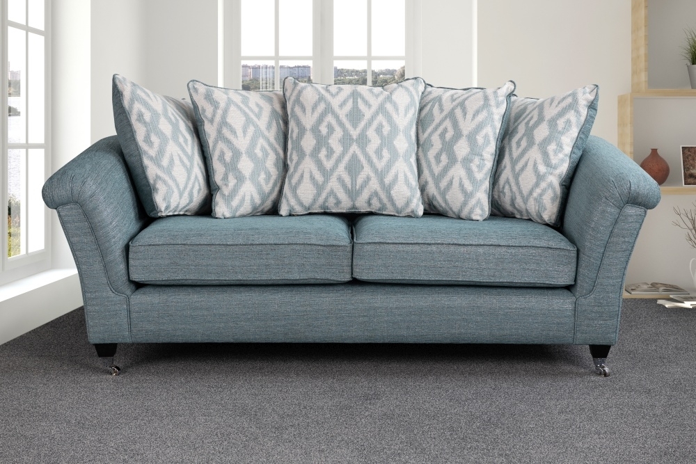 Product photograph of Sweet Dreams Belvoir Granada Lagoon Fabric Scatter Back Sofa from Choice Furniture Superstore.