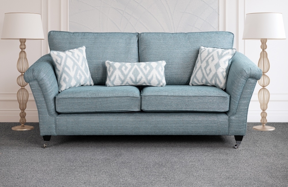 Product photograph of Sweet Dreams Belvoir Granada Lagoon Fabric Standard Back Sofa from Choice Furniture Superstore.