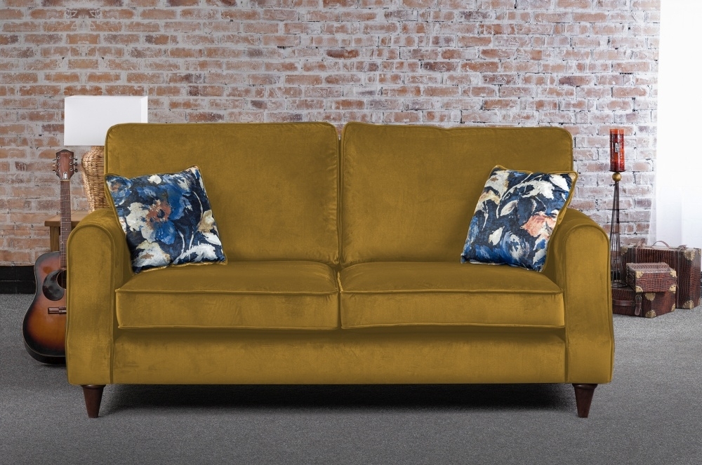 Product photograph of Sweet Dreams Firenze Mustard Fabric Sofa from Choice Furniture Superstore.