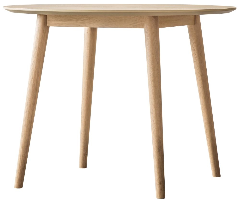 Product photograph of Milano Chevron Oak Round Dining Table - 2 Seater from Choice Furniture Superstore.