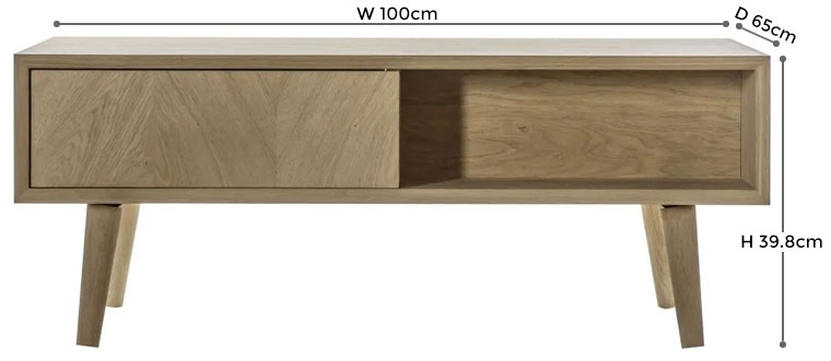 Product photograph of Lancaster Chevron Oak 2 Drawer Coffee Table from Choice Furniture Superstore.
