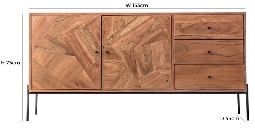 Product photograph of Oklahoma Acacia Wood Large Large Sideboard - 2 Doors from Choice Furniture Superstore.