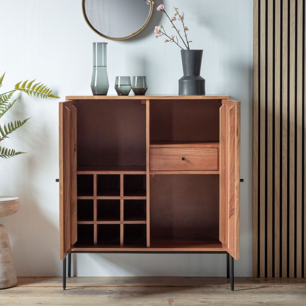 Product photograph of Oklahoma Acacia Wood Drinks Cabinet - 2 Doors from Choice Furniture Superstore.