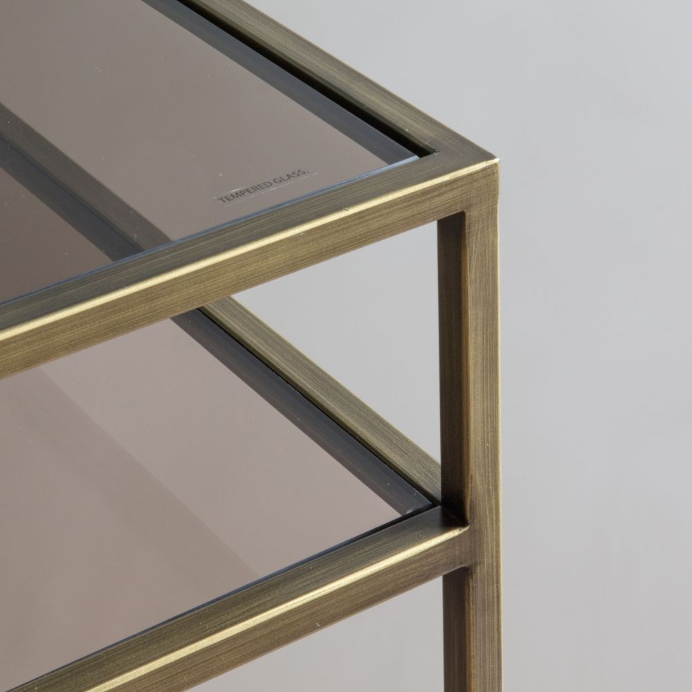 Product photograph of Norwich Glass And Metal Desk - Comes In Silver And Champagne Options from Choice Furniture Superstore.