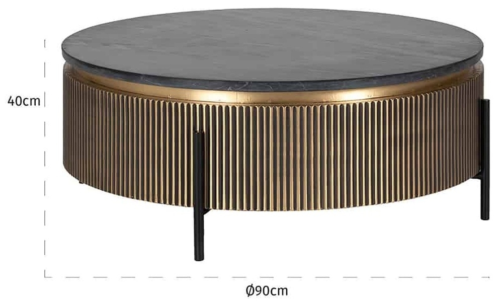 Product photograph of Ironville Gold Drum Round Coffee Table from Choice Furniture Superstore.
