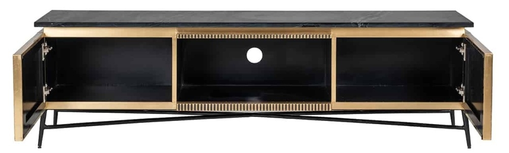 Product photograph of Ironville Brass Ribbed Large Tv Unit from Choice Furniture Superstore.