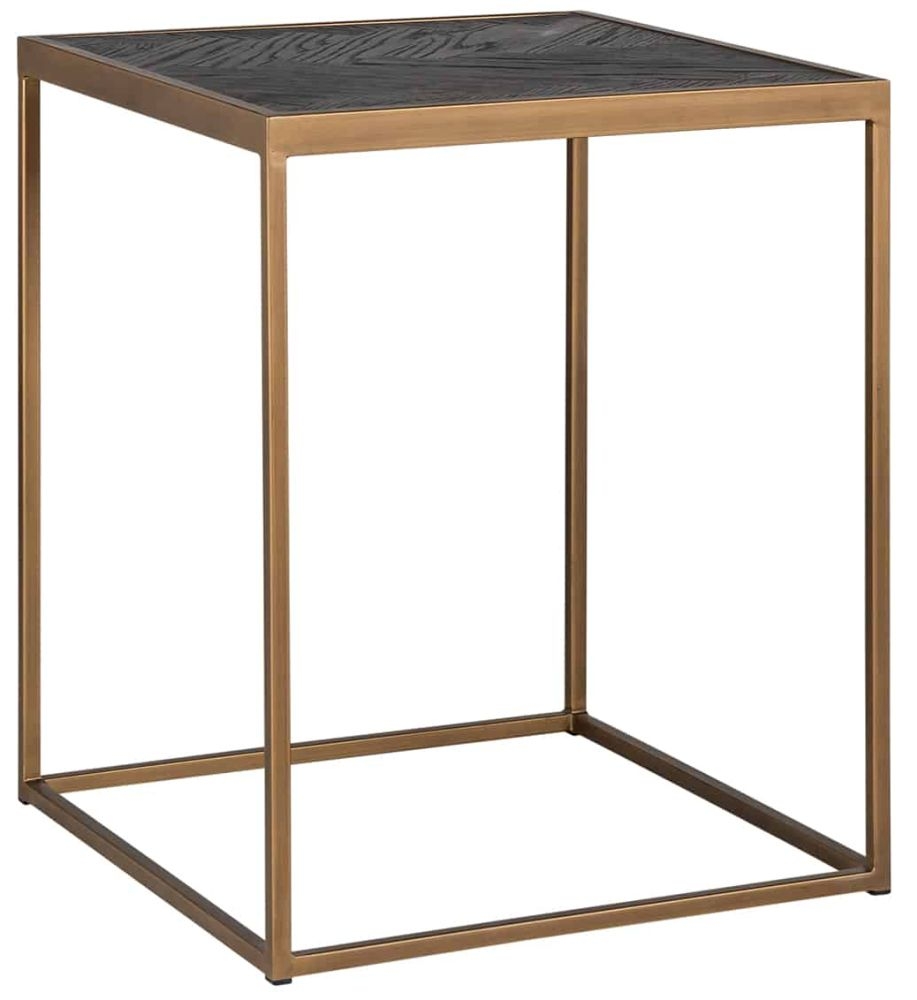 Product photograph of Blackbone Black Oak And Brass Side Table from Choice Furniture Superstore.