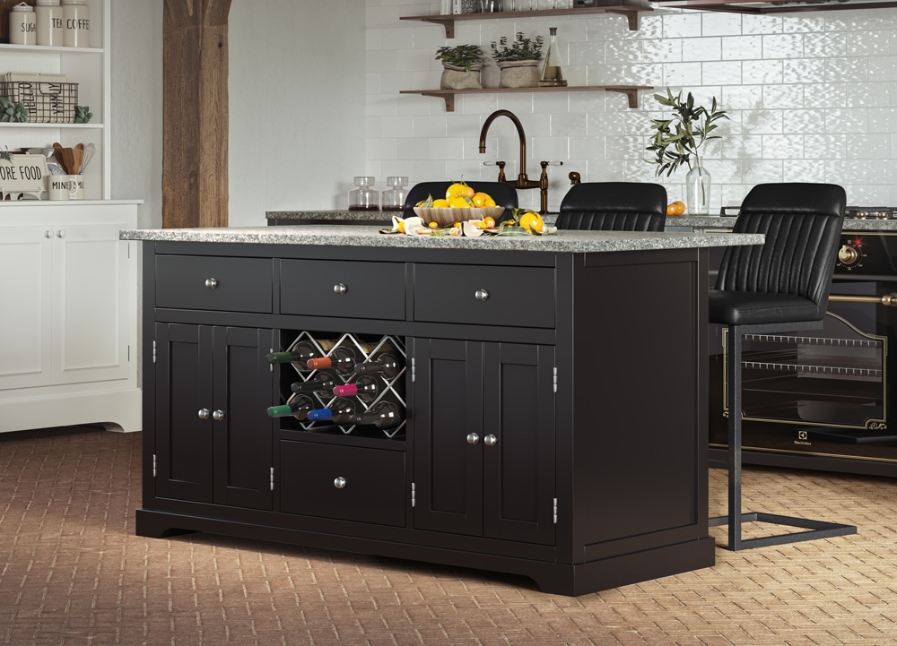 Product photograph of Black Kitchen Island With Grey Granite Top from Choice Furniture Superstore.