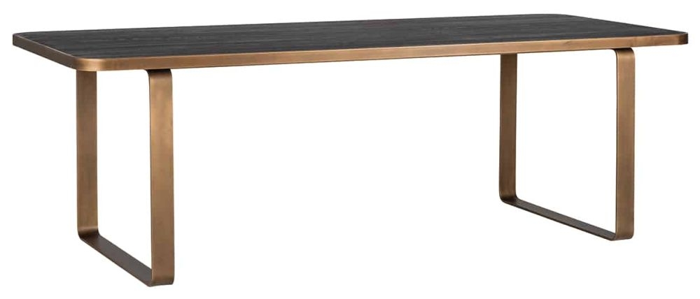 Product photograph of Hunter Black Oak And Gold 230cm Dining Table from Choice Furniture Superstore.