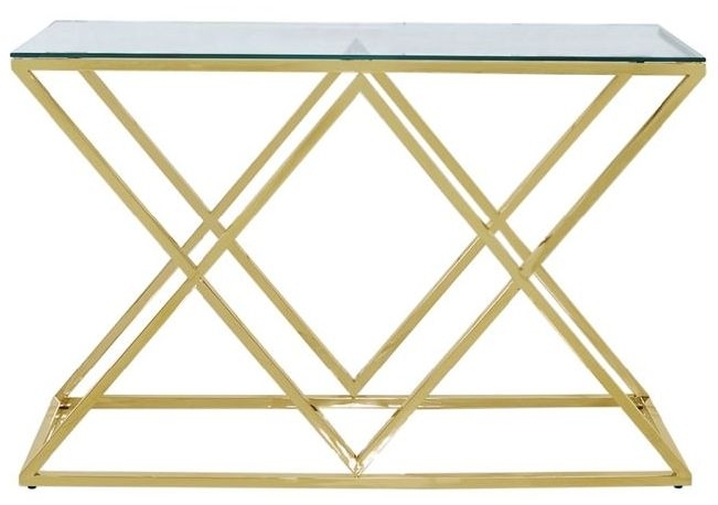 Product photograph of Value Imperia Glass And Gold Console Table from Choice Furniture Superstore.