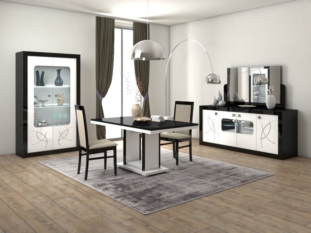 Product photograph of Enna Italian Black And White 6 Seater Pedestal Dining Table from Choice Furniture Superstore.