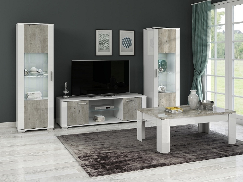 Product photograph of Messina White And Concrete Grey Italian Coffee Table from Choice Furniture Superstore.