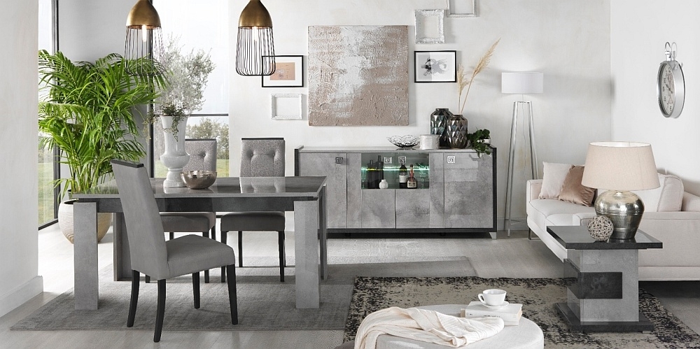 Product photograph of Milo Grey Marble Effect Italain 6 Seater Extending Dining Table from Choice Furniture Superstore.