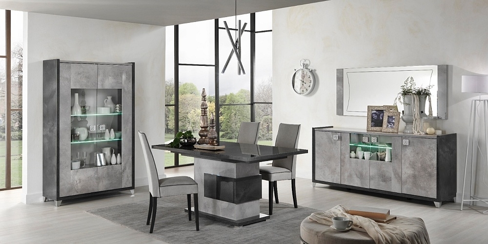 Product photograph of Milo Italian Grey Extending Pedestal Dining Set With 4 Chair from Choice Furniture Superstore.