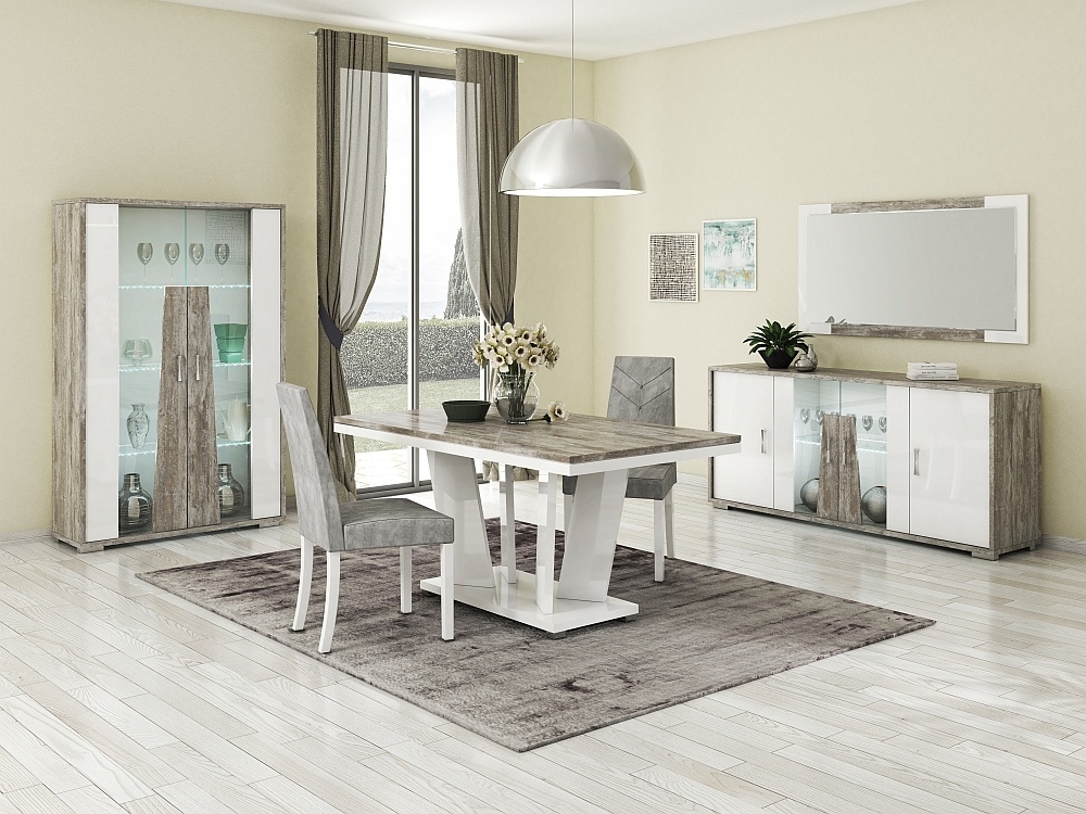 Product photograph of Naro Dove Grey And White Italian Dining Table - 6 Seater from Choice Furniture Superstore.
