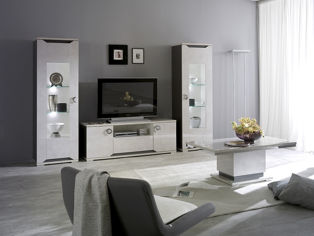 Product photograph of Angelo Grey Marble 1 Left Door Italian Cabinet With Led Light from Choice Furniture Superstore.