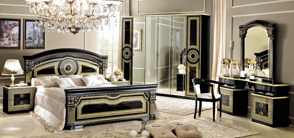Product photograph of Camel Aida Black And Gold Italian Bed from Choice Furniture Superstore.