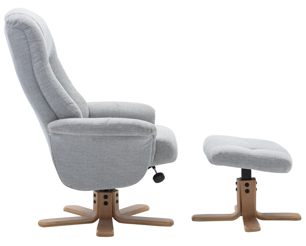 Product photograph of Gfa Hawaii Swivel Recliner Chair With Footstool - Lille Cloud Fabric from Choice Furniture Superstore.