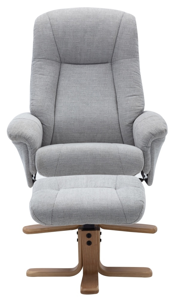Product photograph of Gfa Hawaii Swivel Recliner Chair With Footstool - Lille Cloud Fabric from Choice Furniture Superstore.