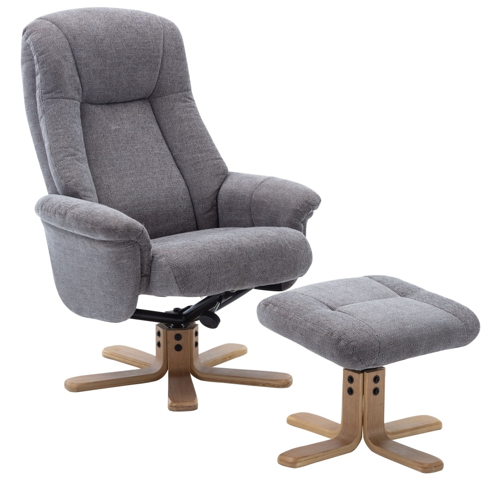 Product photograph of Gfa Hawaii Swivel Recliner Chair With Footstool - Lille Charcoal Fabric from Choice Furniture Superstore.