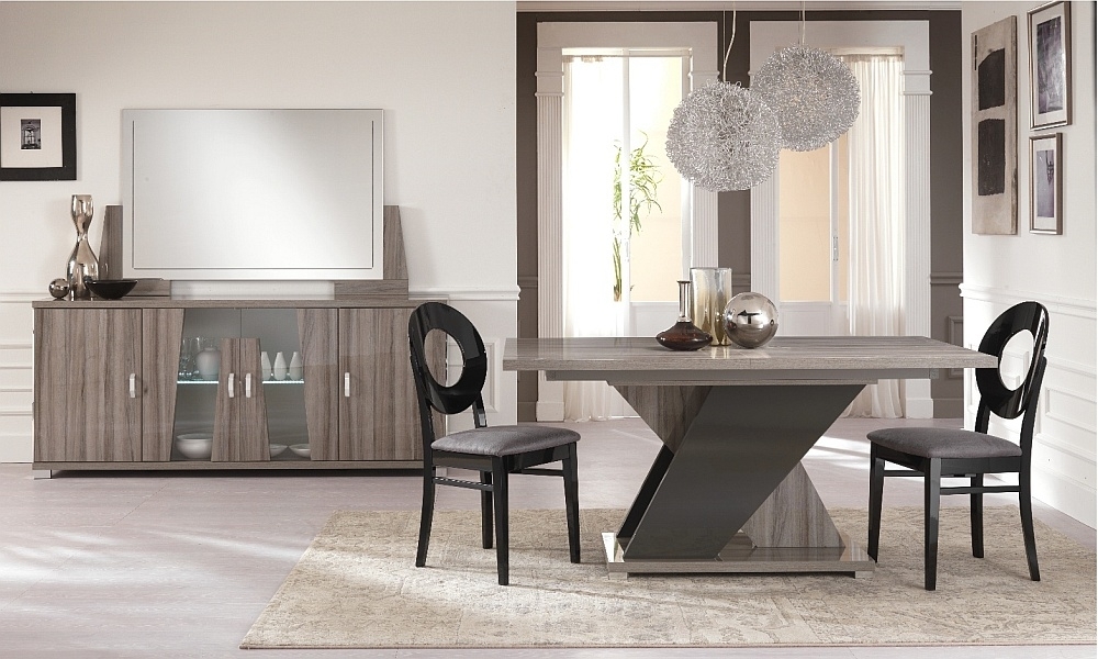 Product photograph of Bagni Dark Grey Oak Italian 6 Seater Extending Dining Table from Choice Furniture Superstore.