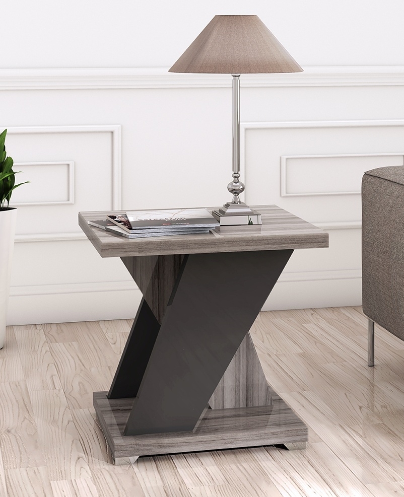 Product photograph of Bagni Dark Grey Oak Italian Lamp Table from Choice Furniture Superstore.
