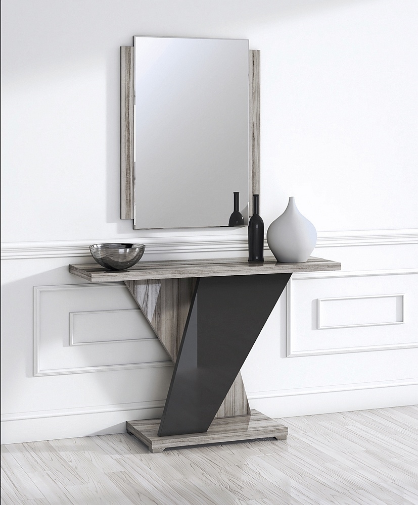 Product photograph of Bagni Dark Grey Oak Italian Console Table from Choice Furniture Superstore.