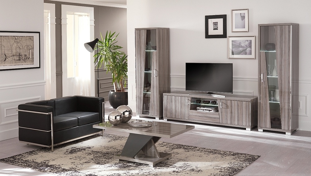 Product photograph of Bagni Dark Grey Oak 2 Door Italian Tv Unit from Choice Furniture Superstore.