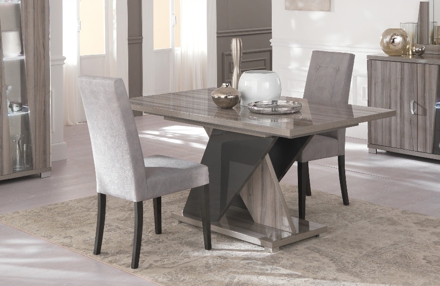 Product photograph of Bagni Dark Grey Oak Italian Extending Dining Table And 4 Fabric Dining Chair from Choice Furniture Superstore.