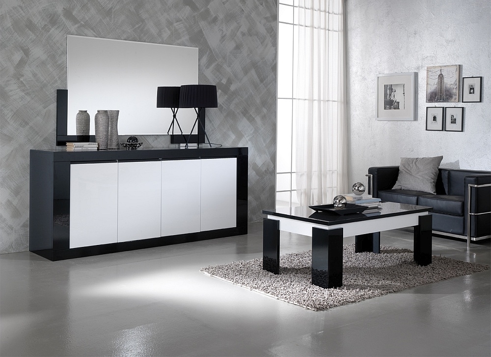 Product photograph of Vita Black And White 4 Door Italian Sideboard from Choice Furniture Superstore.