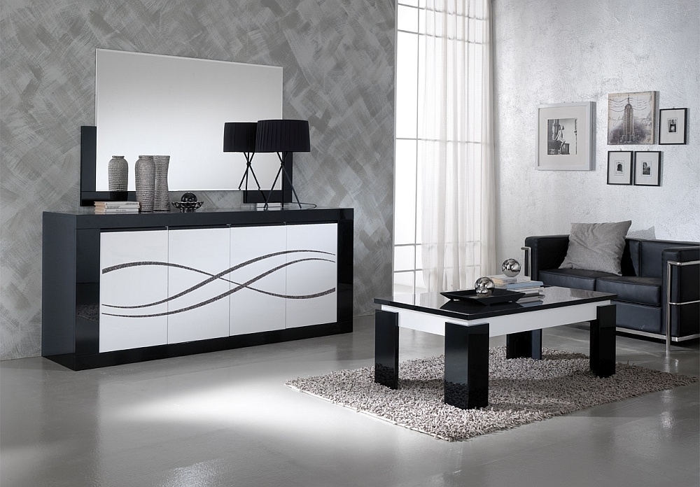 Vita Luxury Black and White 4 Door Italian Sideboard