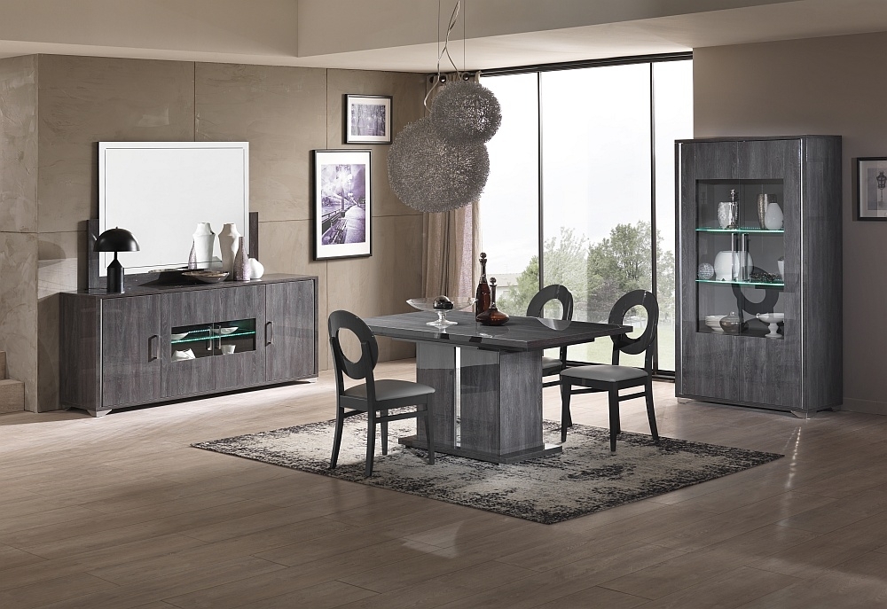 Product photograph of Augusta Italian Grey Oak Effect Extending Dining Set With 4 Oval Back Chair from Choice Furniture Superstore.