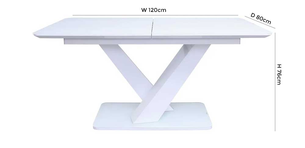 Product photograph of Vida Living Rafael 120cm-160cm White Gloss Extending Dining Table from Choice Furniture Superstore.