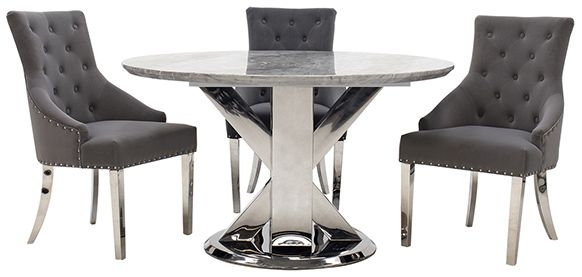 Product photograph of Vida Living Tremmen 130cm Grey Marble Round Dining Table from Choice Furniture Superstore.