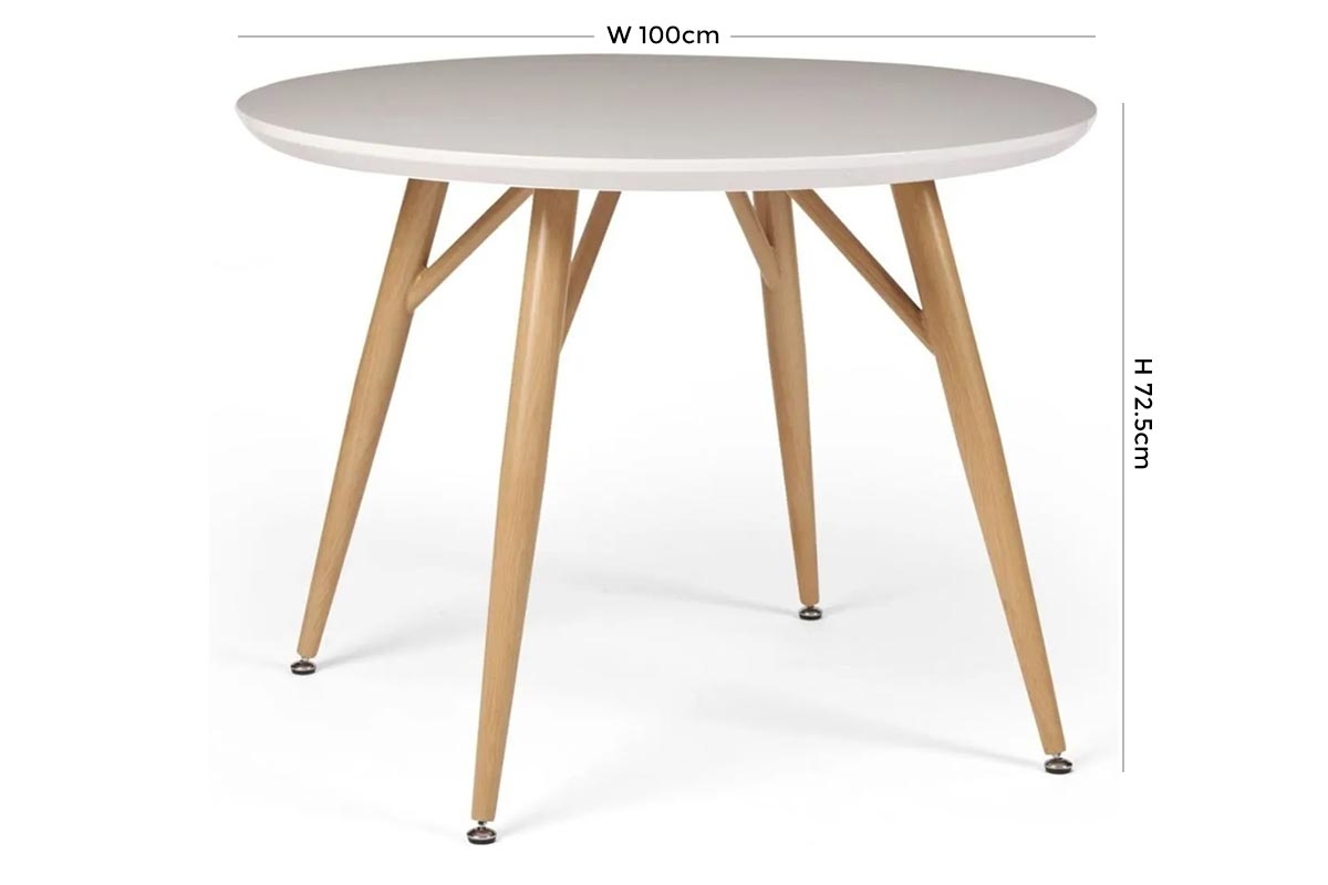 Product photograph of Portofino White And Oak Round Dining Table - 2 Seater from Choice Furniture Superstore.
