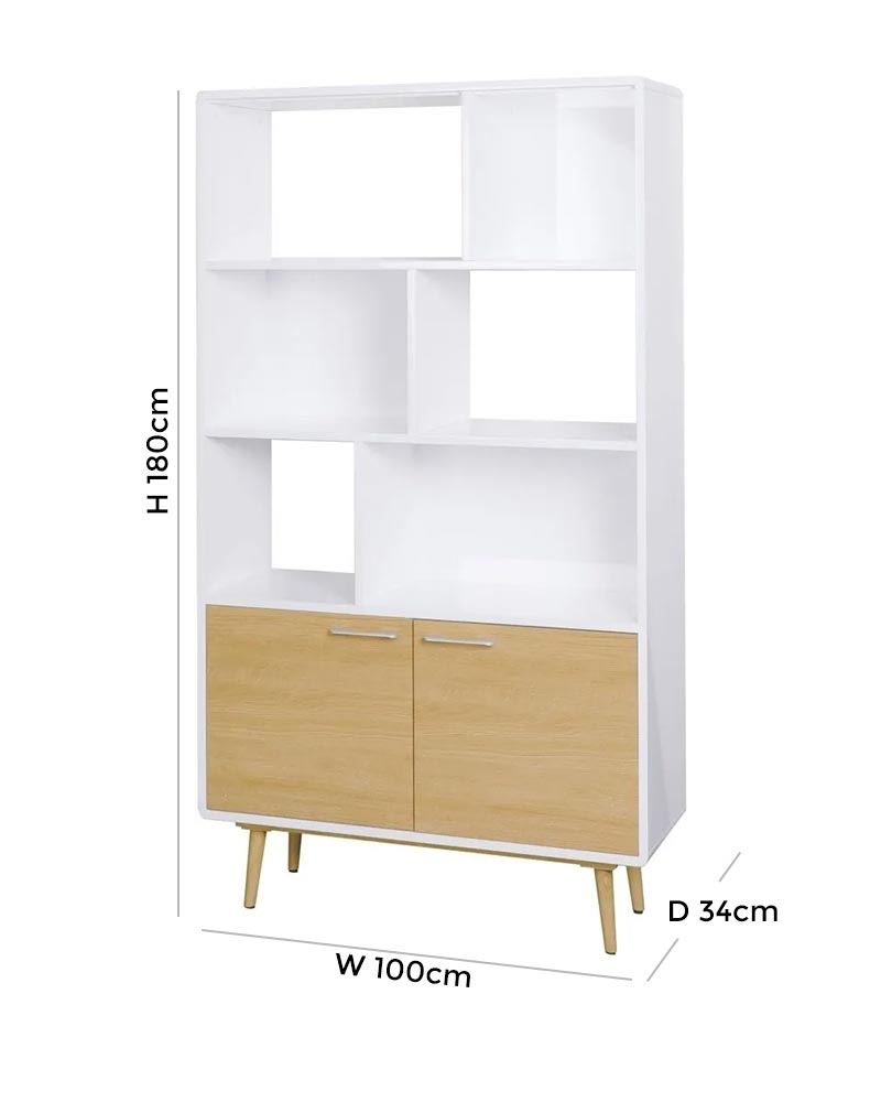 Product photograph of Portofino White And Oak Bookcase from Choice Furniture Superstore.