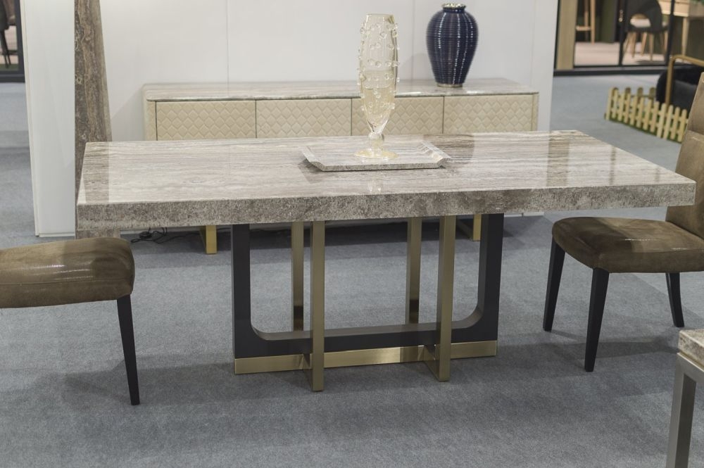 Product photograph of Stone International Harry Dining Table - Marble And Metal from Choice Furniture Superstore.