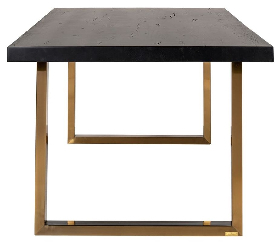 Product photograph of Watson Black Oak Dining Table With Brushed Gold Legs from Choice Furniture Superstore.