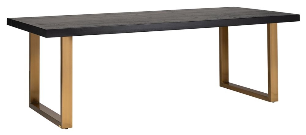 Product photograph of Watson Black Oak Dining Table With Brushed Gold Legs from Choice Furniture Superstore.