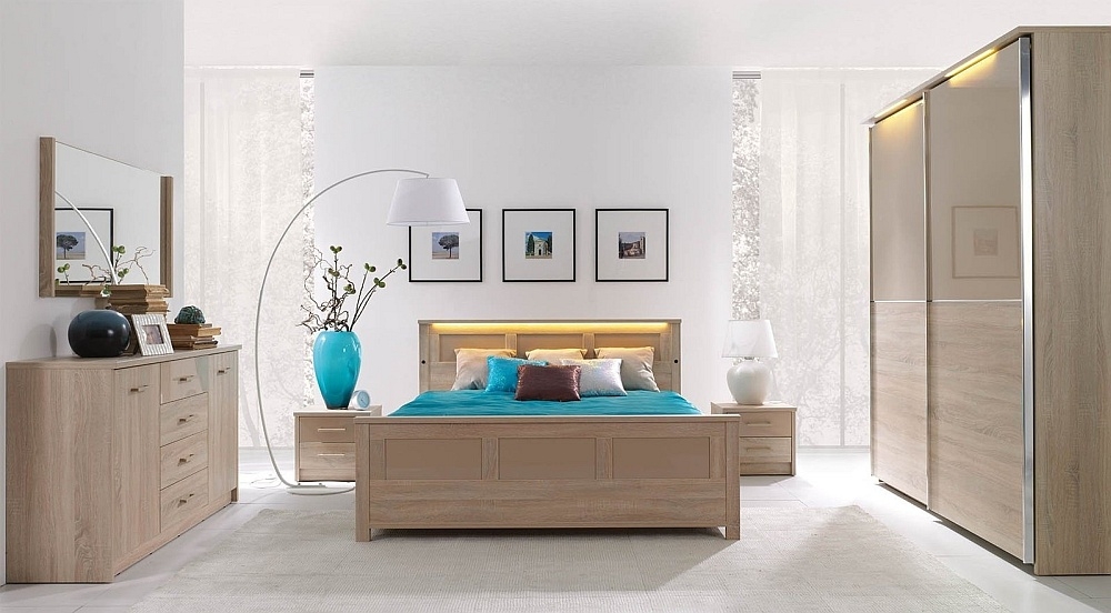 Product photograph of Cremona Sonoma Oak Storage Bed With Led Light from Choice Furniture Superstore.