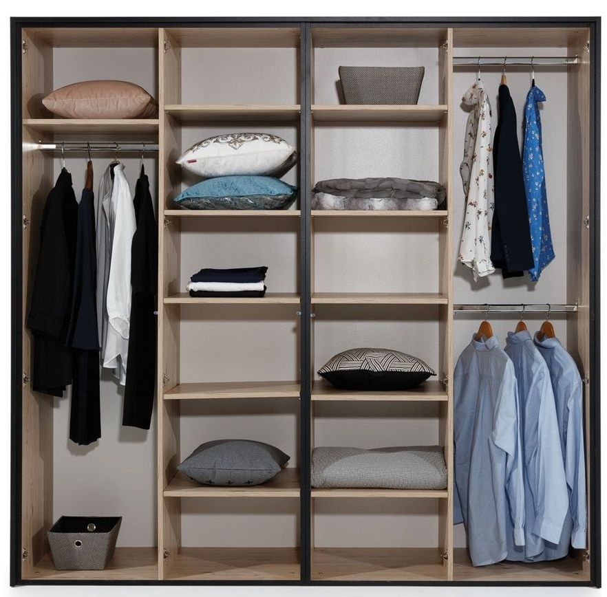 Product photograph of Glass Loft Oak 4 Door Wardrobe from Choice Furniture Superstore.