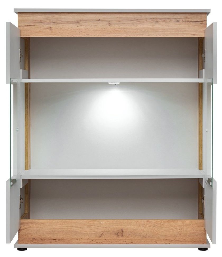 Product photograph of Buena Grey And Oak Display Cabinet from Choice Furniture Superstore.