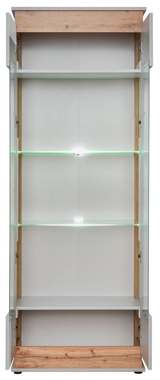 Product photograph of Buena Grey And Oak Tall Display Cabinet from Choice Furniture Superstore.