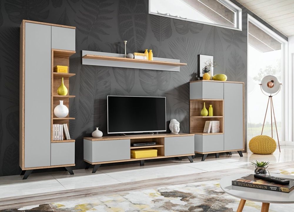 Product photograph of Bogota Grey And Oak Cabinet from Choice Furniture Superstore.