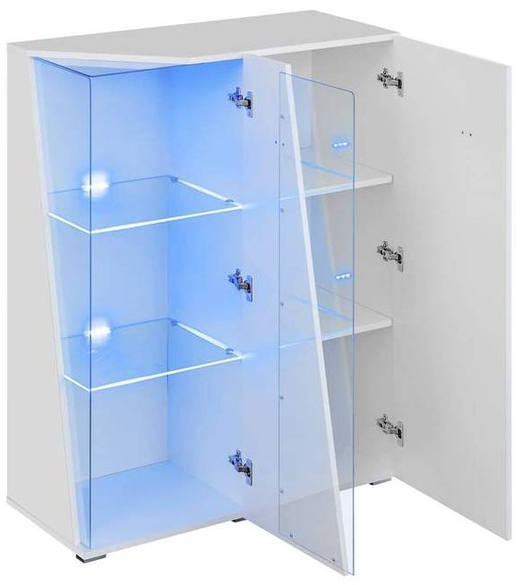 Product photograph of Edge White High Gloss Display Cabinet With Led Light from Choice Furniture Superstore.