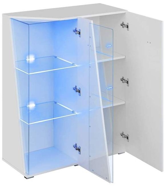 Product photograph of Logan White High Gloss Display Cabinet With Led Light from Choice Furniture Superstore.