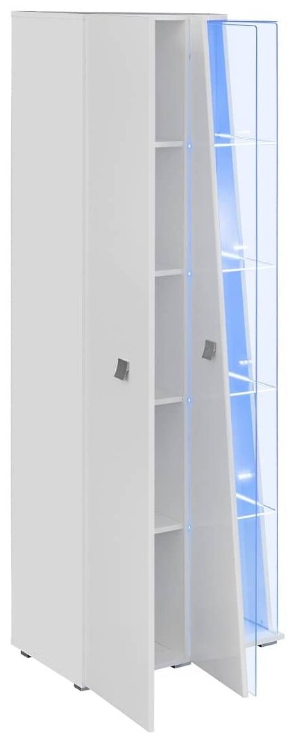 Product photograph of Logan White High Gloss Tall Display Cabinet With Led Light from Choice Furniture Superstore.