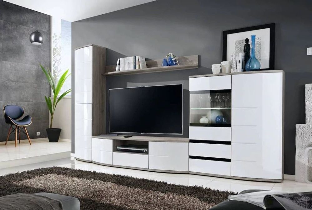 Product photograph of Dunning White Gloss 150cm Tv Unit from Choice Furniture Superstore.