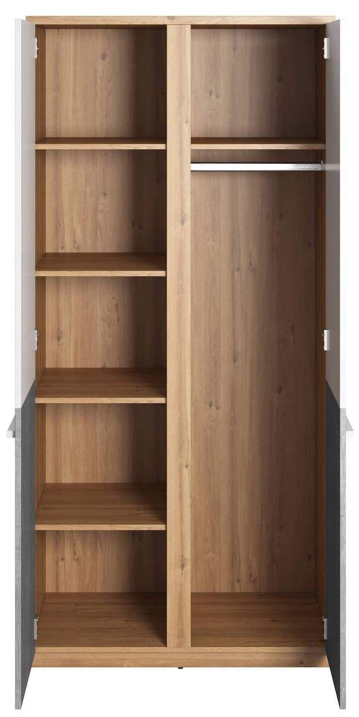 Product photograph of Plano Oak And Faux Concrete 2 Door Wardrobe from Choice Furniture Superstore.